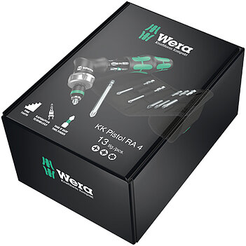 Викрутка тріскачкова з набором біт WERA Kraftform Kompakt Pistol Ra 4 13 шт. (05051031001)