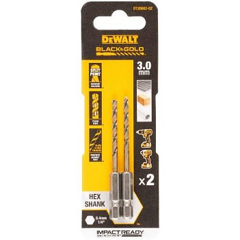 Свердлo по металу DeWalt Extreme IMPACT Black & Gold HSS-G 3x72мм 2шт (DT20602) Свердлo по металу DeWalt Extreme IMPACT Black & Gold HSS-G 3x72мм 2шт (DT20602)