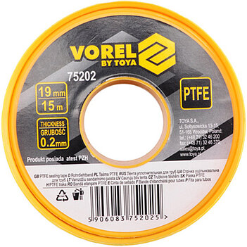 Фум-стрічка Vorel 19мм х 15м 1 шт. (75202)