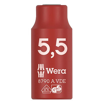Головка торцева 6-гранна діелектрична WERA 8790 A VDE 1/4" 5,5 мм (05005932001)