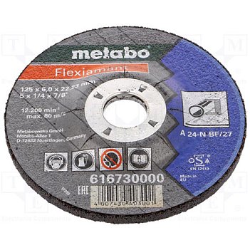 Круг зачистной по металлу Metabo 125х6,0х22,23 мм A 24-N  (616730000)