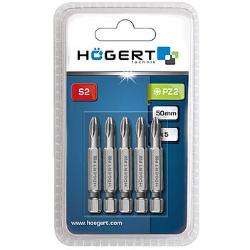 Бита Pozidriv Hoegert S2 1/4" PZ2 5 шт. (HT1S322)