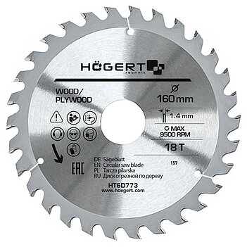 Диск пильный по дереву Hoegert Mn65 160х1,4х30 мм (HT6D773)