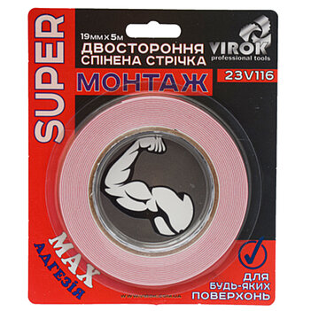 Скотч двухсторонний Virok Super 19 мм х 5 м 1 шт. (23V116)
