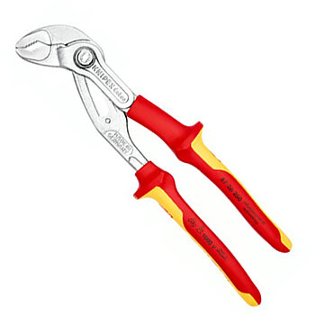 Клещи переставные диэлектрические KNIPEX Cobra Cr-V 250 мм с кнопочным фиксатором 1000V VDE (87 26 250) Клещи переставные диэлектрические KNIPEX Cobra Cr-V 250 мм с кнопочным фиксатором 1000V VDE (87 26 250)