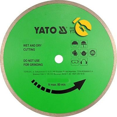 Диск алмазний суцільний Yato 250х25,4х1,8 мм (YT-5973) - купити з