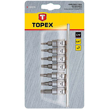 Набір головок біта Torx TOPEX Cr-V 1/4" 7 шт. (39D378)