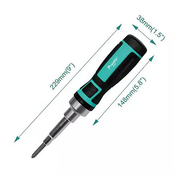 Отвертка трещоточная с набором двухсторонних бит Pro'sKit 16 шт. (SD-9821)