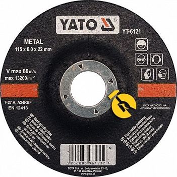 Круг зачисний по металу Yato 115х6,0х22,00 мм (YT-6121)