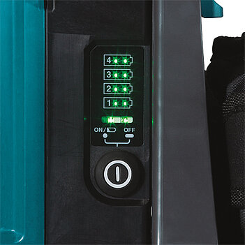 Газонокосилка аккумуляторная Makita + рюкзак портативный для аккумуляторов + набор аккумуляторов 4 шт. (SET-LM001CZ-0725)