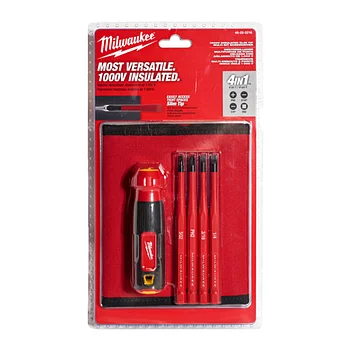 Отвертка со сменными стержнями диэлектрическая прецизионная Milwaukee 4в1 1000V 5 шт. (4932493658)