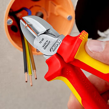 Бокорезы диэлектрические KNIPEX 160 мм прецизионные с креплением для страховки от падения 1000V (70 06 160 T)