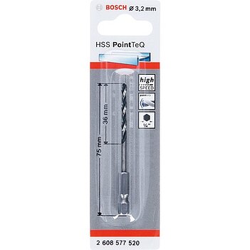 Сверло по металлу Bosch PointTeQ HSS 3,2х75 мм 1 шт. (2608577520)