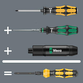 Викрутка ударно-поворотна з набором біт WERA Kraftform Kompakt 900 Set 1 19 шт. (05018110001)