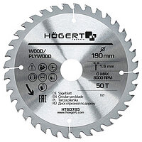 Диск пиляльний по дереву Hoegert Mn65 190х1,6х30 мм (HT6D785)