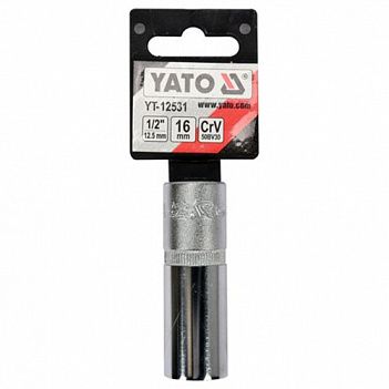 Головка торцева 6-гранна свічкова Yato 1/2" 16 мм (YT-12531)