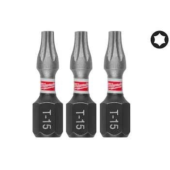 Біта ударна Torx Milwaukee Shockwave Impact Duty 1/4" TX15 3 шт. (4932500362)