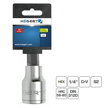 Головка торцевая с битой Hex Hoegert 1/4" 8 мм (HT1S628)