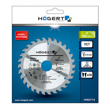 Диск пильный по дереву Hoegert Mn65 160х1,4х30 мм (HT6D773)