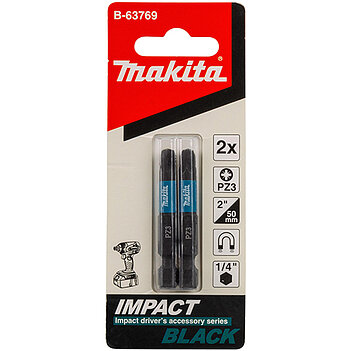 Бита ударная магнитная Pozidriv Makita Impact Black 1/4" PZ3 2шт (B-63769)