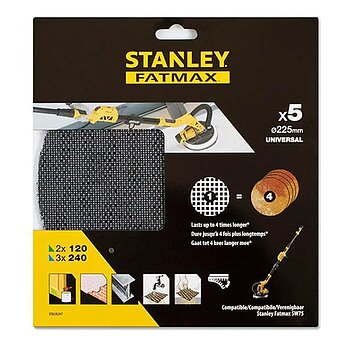 Шлифовальный сетчатый круг Stanley 225 мм Р 120, 240 5 шт. (STA39297)