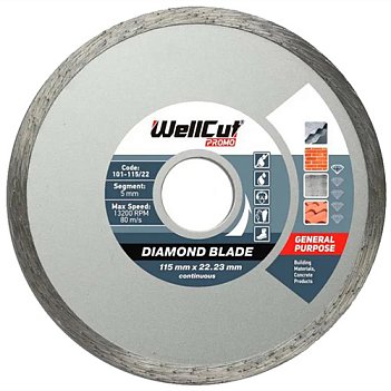 Диск алмазний суцільний WellCut Promo 115х22,23х5,0 мм (101-115/22)