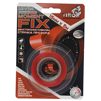 Скотч двосторонній Virok Moment Fix 15 мм х 5 м 1 шт. (23V114) Скотч двосторонній Virok Moment Fix 15 мм х 5 м 1 шт. (23V114)