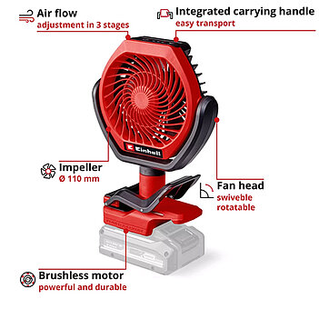 Вентилятор акумуляторний Einhell GC-CF 18/110 Li-Solo (3408061) - без акумулятора та зарядного пристрою