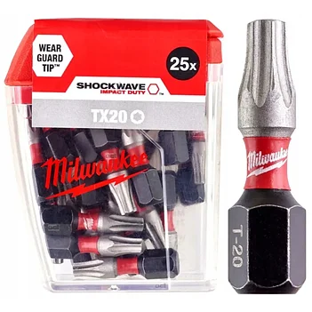 Біта ударна Torx Milwaukee Shockwave Impact Duty 1/4" TX20 25 шт. (4932430875)