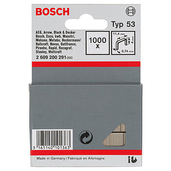 Скобы для степлера Bosch тип 53 4 мм 1000 шт. (2609200291) Скобы для степлера Bosch тип 53 4 мм 1000 шт. (2609200291)