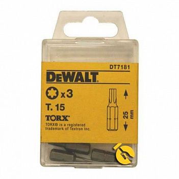 Бита Torx DeWalt 1/4" Т15 3 шт. (DT7181)