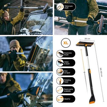 Щетка со шкребком телескопическая Fiskars X-series поворотная (1078492)