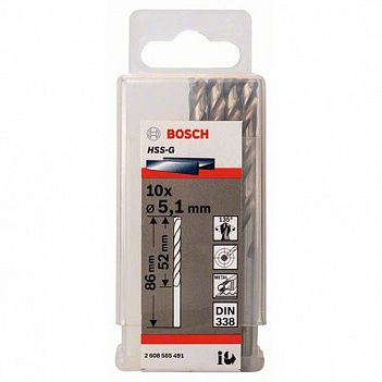 Сверло по металлу Bosch HSS-G 5,1x86мм 10шт (2608585491)