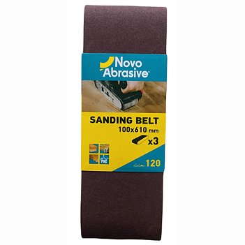 Шлифовальная лента NOVOABRASIVE 100х610мм P120 3шт (NASB100610120)