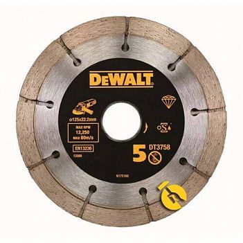 Диск алмазный сегментированный сдвоенный DeWalt 125x22,2x6,5 мм (DT3758)