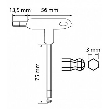 Ключ шестигранный Г-образный с шаром длинный Hoegert S2 3,0 мм (HT1W853)