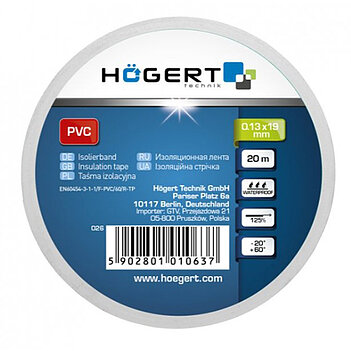 Стрічка ізоляційна Hoegert 20м х 19мм (HT1P285)