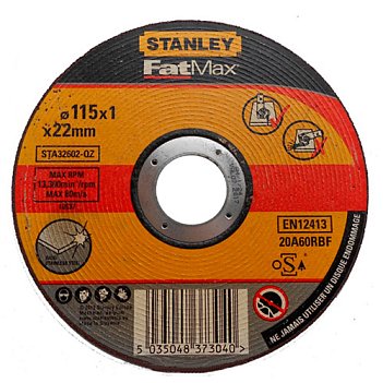 Круг відрізний по металу Stanley Flat 115x1,0х22 мм (STA32602)