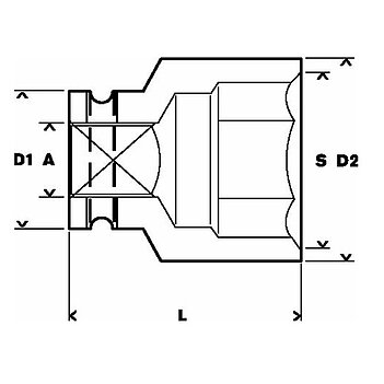 Головка торцевая 6-гранная ударная Bosch S2 3/4" 19 мм (1608556005)