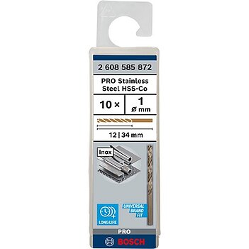 Свердло по металу Bosch HSS-Co 1,0 x 34 мм 10 шт. (2608585872)