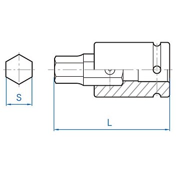 Головка торцевая с битой Hex ударная King Tony 3/4" 32мм (609622M32H)