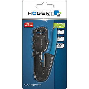 Кліщі обтискні для телефонних наконечників Hoegert SK5 137 мм (HT1P172)