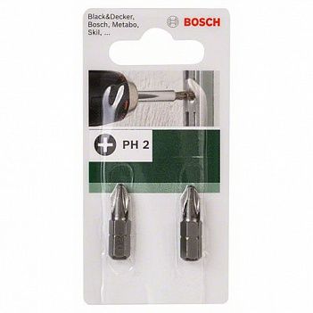 Бита Phillips Bosch 1/4" PH2 2шт (2609255914)