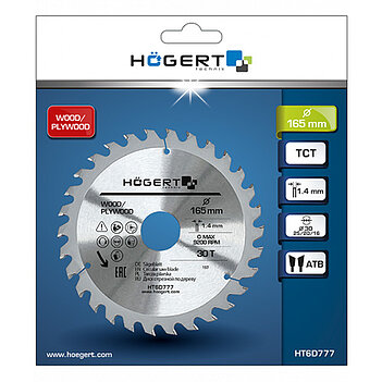 Диск пильный по дереву Hoegert Mn65 165х1,4х30 мм (HT6D777)