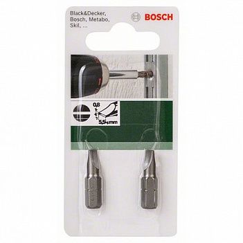 Бита Slotted Bosch 1/4" SL5,5 2шт (2609255909)