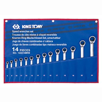 Набір ключів комбінованих з тріскачкою реверсивною King Tony 14 шт (122A14MRN)
