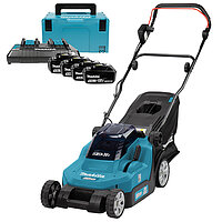 Газонокосилка аккумуляторная Makita + набор аккумуляторов 4 шт. (SET-DLM382Z-0525)