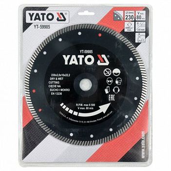 Диск алмазний турбо Yato 230x22,.2x2,0 мм (YT-59985)