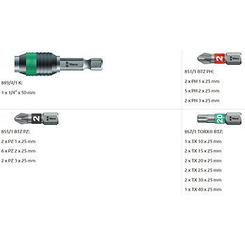 Набор бит WERA Bit-Check 30 BiTorsion 1 1/4" 30 шт. (05057430001)