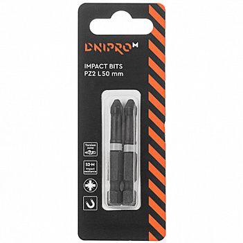 Бита ударная Pozidriv Dnipro-M Impact 1/4" PZ2 2 шт (49753004)